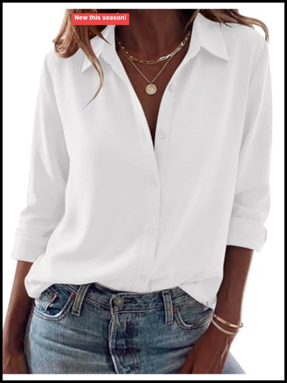 Women's Button Down Blouse Long Sleeve Collared Curved Hem Work Top
